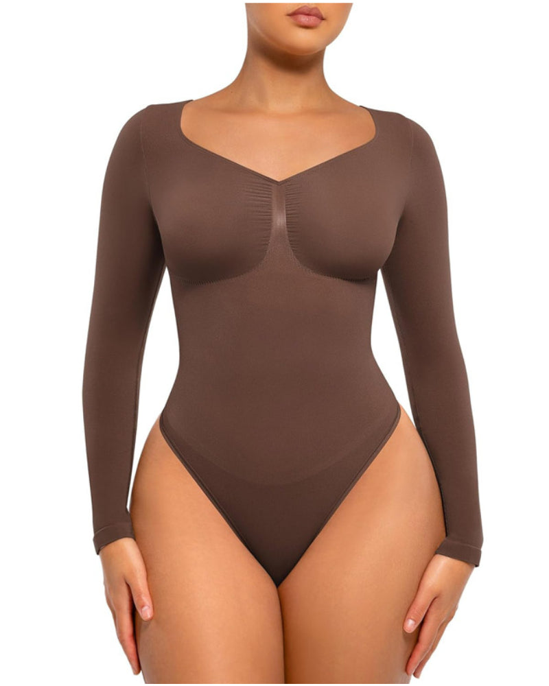 Women's Seamless Sculpt Long Sleeve Thong Comfortable Bodysuit