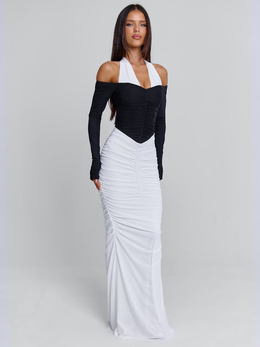 TAHITI MAXI DRESS WHITE/BLACK